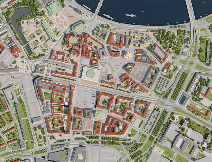 Kubenmodell der Stadt Dresden 2014 als Grundlage des interaktiven Stadtplanes